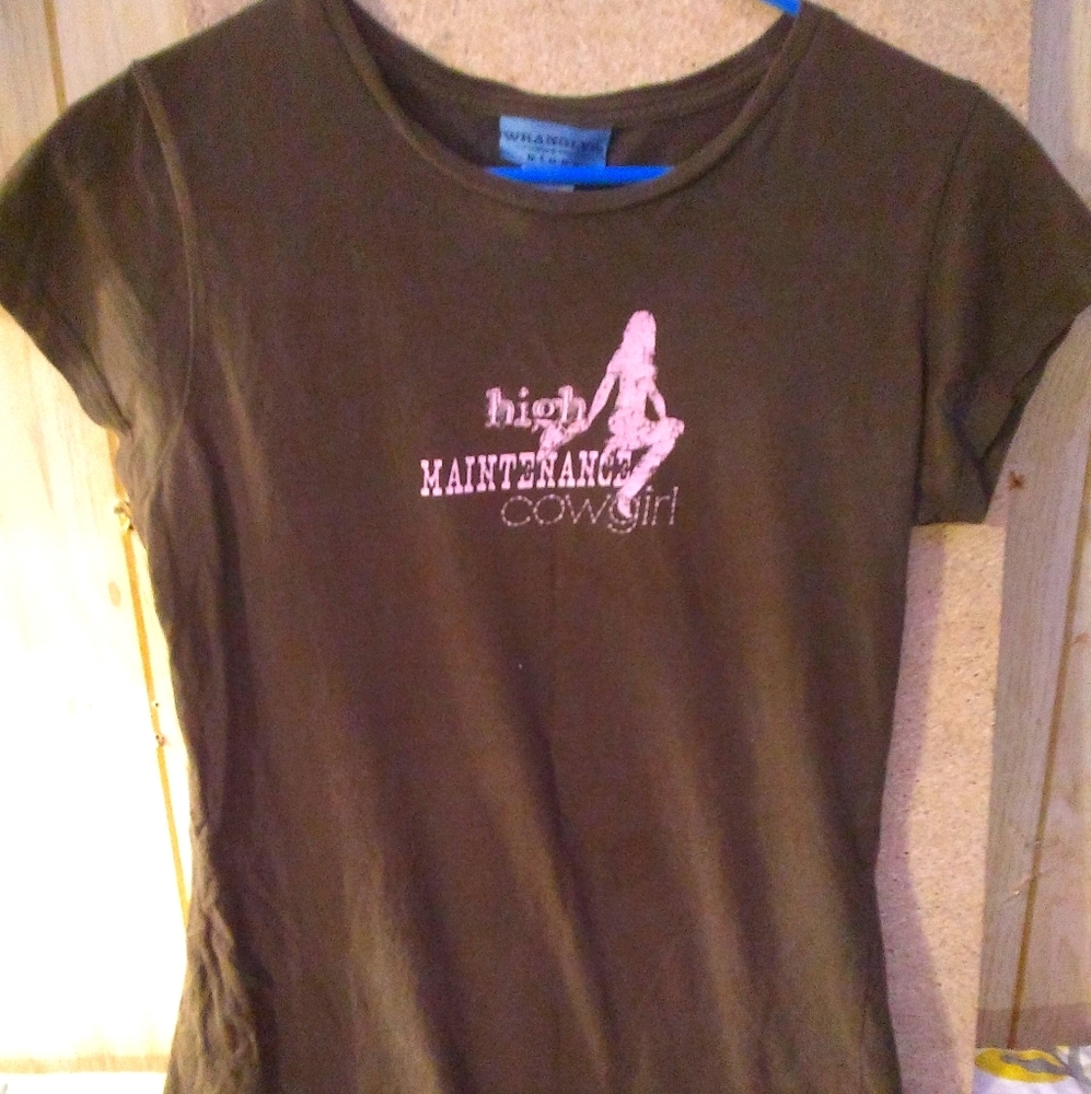 Wrangler High Maintenance Cowgirl Brown T-shirt Sm